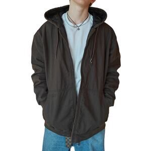 Red Head Brand Co Brown Hooded Jacket Mens XL Quilted Lined Workwear